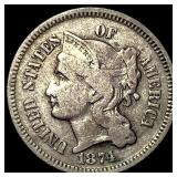 1874 Nickel Three-Cent Piece LIGHTLY CIRCULATED