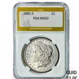 1891-S Morgan Silver Dollar PGA MS63