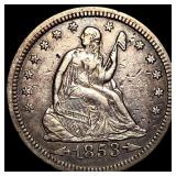 1853 Arrows Seated Liberty Quarter NEARLY UNCIRCUL