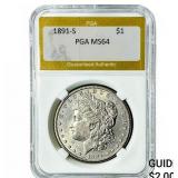 1891-S Morgan Silver Dollar PGA MS64