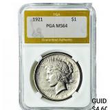1921 Silver Peace Dollar PGA MS64