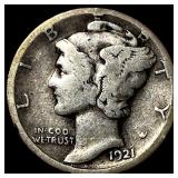 1921-D Silver Mercury Dime LIGHTLY CIRCULATED