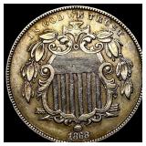 1868 Shield Nickel CHOICE AU