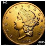 1862 $20 Gold Double Eagle CHOICE AU