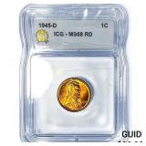 1945-D Wheat Cent ICG MS68 RD