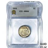 1916 Buffalo Nickel ICG MS66
