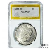 1881-CC Morgan Silver Dollar PGA MS64