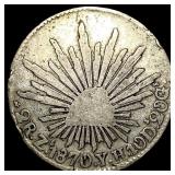 1870-Mo YH Mexico Silver 8 Reales LIGHTLY CIRCULAT