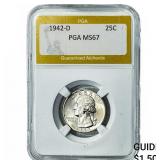 1942-D Washington Silver Quarter PGA MS67