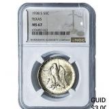1938-S Texas Half Dollar NGC MS67