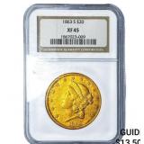 1863-S $20 Gold Double Eagle NGC XF45
