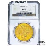 1890-CC $20 Gold Double Eagle NGC AU55