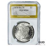 1878 Rev 79 Morgan Silver Dollar PGA MS64