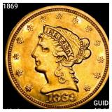 1869 $2.50 Gold Quarter Eagle UNCIRCULATED