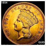 1854 $3 Gold Piece UNCIRCULATED +