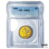 1900 $5 Gold Half Eagle ICG MS61