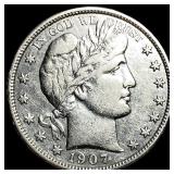 1907-D Silver Barber Half Dollar NEARLY UNCIRCULAT