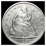1858 Silver Half Dollar (Seated Liberty) NEARLY UN
