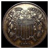 1871 Bronze Two-Cent Piece NEARLY UNCIRCULATED