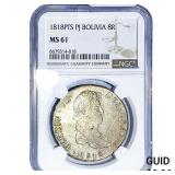 1818PTS PJ Bolivia Silver 8 Reales NGC MS61