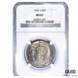 1945-S Walking Liberty Half Dollar NGC MS67