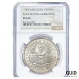 1953 S. Rhodesia Silver Crown NGC MS64