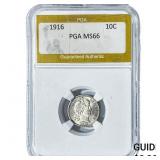 1916 Barber Dime PGA MS66
