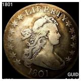 1801 Draped Bust Half Dollar ABOUT UNCIRCULATED