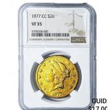 1877-CC $20 Gold Double Eagle NGC VF35