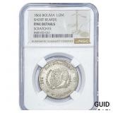 1865 Bolivia Silver 1/2 Melgarejo NGC F Details