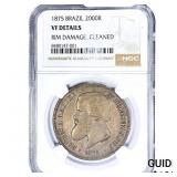 1875 Brazil Silver 2000 Reis NGC VF Details
