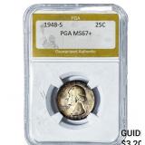 1948-S Washington Silver Quarter PGA MS67+