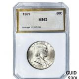 1961 Franklin Half Dollar PCI MS62