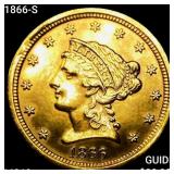 1866-S $2.50 Gold Quarter Eagle CHOICE BU