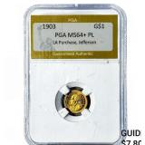 1903 Rare Gold Dollar PGA MS64+PL LA Purchase, Jef
