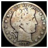 1913-S Silver Barber Half Dollar NICELY CIRCULATED