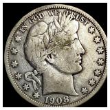1908-S Silver Barber Half Dollar ABOUT UNCIRCULATE