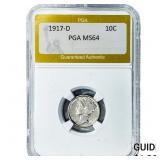 1917-D Mercury Silver Dime PGA MS64