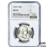 1953-S Franklin Half Dollar NGC MS65