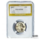 1947 Washington Silver Quarter PGA MS66