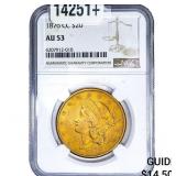1876-CC $20 Gold Double Eagle NGC AU53