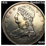 1836 Reeded Edge Capped Bust Half Dollar UNCIRCULA