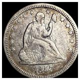 1857 Silver Seated Liberty Quarter ABOUT UNCIRCULA
