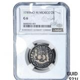1749-MO Colonial Spain Silver 2 Reales Toned! NGC