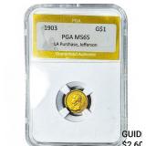 1903 Rare Gold Dollar PGA MS65 LA Purchase, Jeffer