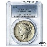 1921 Silver Peace Dollar PCGS VF35 High Relief