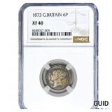 1873 Great Britain Silver 6 Pence NGC XF40