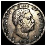 1883 Silver 1/2 Dollar Hawaii NEARLY UNCIRCULATED