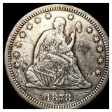 1878-CC Silver Seated Liberty Quarter ABOUT UNCIRC