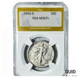 1943-D Walking Liberty Half Dollar PGA MS67+